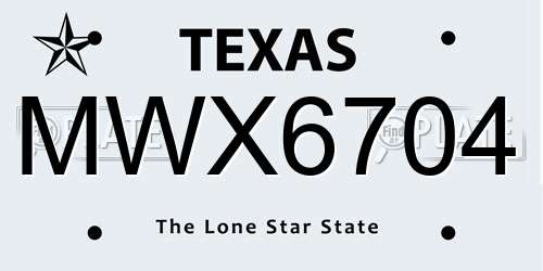 MWX6704 Texas License Plate
