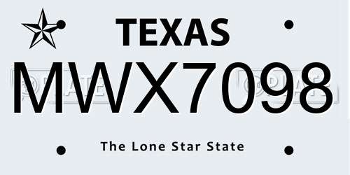 MWX7098 Texas License Plate