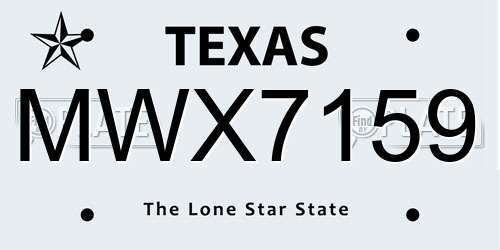 MWX7159 Texas License Plate