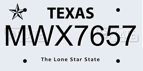 MWX7657 Texas License Plate