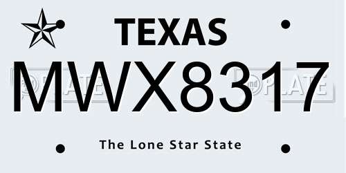 MWX8317 Texas License Plate