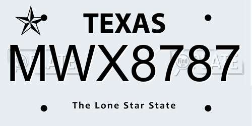 MWX8787 Texas License Plate