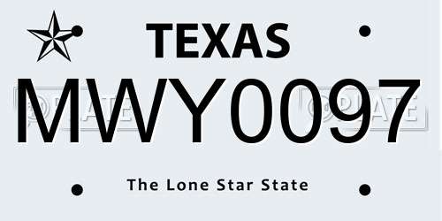 MWY0097 Texas License Plate