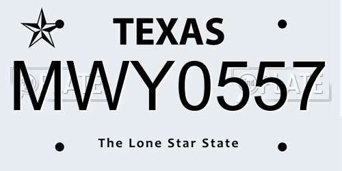 MWY0557 Texas License Plate