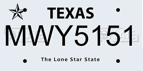 MWY5151 Texas License Plate