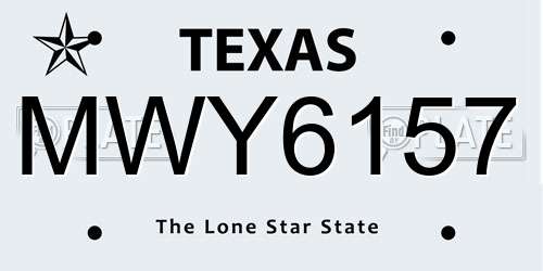 MWY6157 Texas License Plate