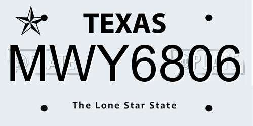 MWY6806 Texas License Plate