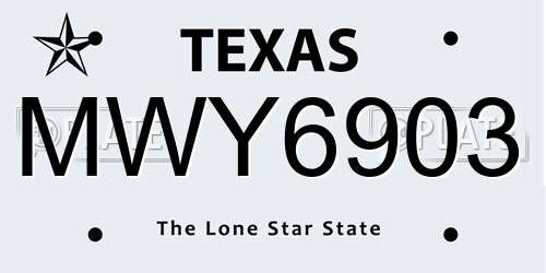 MWY6903 Texas License Plate