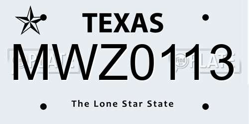 MWZ0113 Texas License Plate