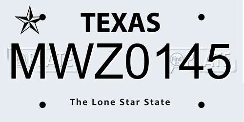 MWZ0145 Texas License Plate