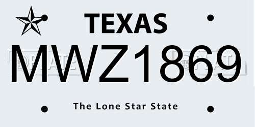 MWZ1869 Texas License Plate