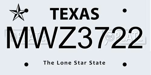 MWZ3722 Texas License Plate