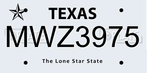 MWZ3975 Texas License Plate