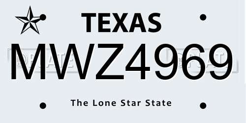 MWZ4969 Texas License Plate