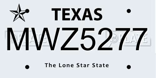 MWZ5277 Texas License Plate