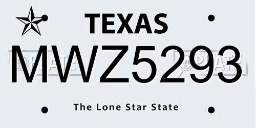 MWZ5293 Texas License Plate