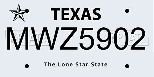 MWZ5902 Texas License Plate