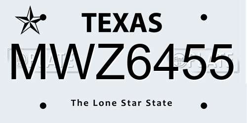 MWZ6455 Texas License Plate
