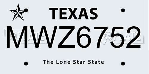 MWZ6752 Texas License Plate