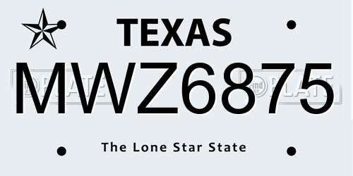 MWZ6875 Texas License Plate