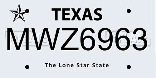 MWZ6963 Texas License Plate