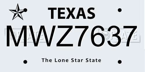 MWZ7637 Texas License Plate