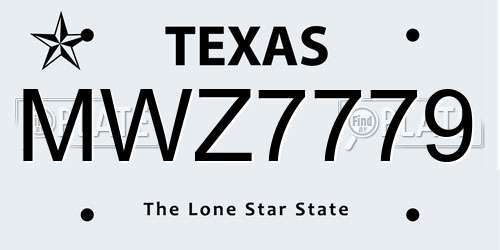 MWZ7779 Texas License Plate