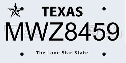 MWZ8459 Texas License Plate