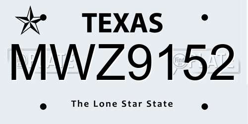MWZ9152 Texas License Plate