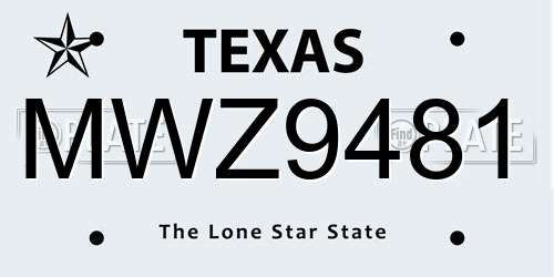 MWZ9481 Texas License Plate