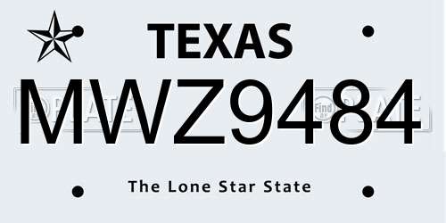 MWZ9484 Texas License Plate