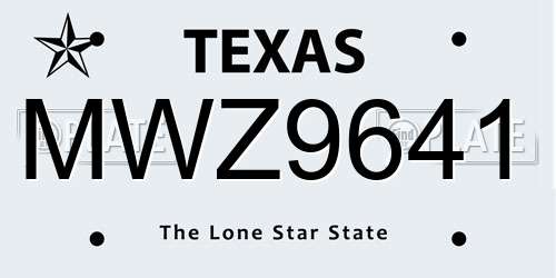 MWZ9641 Texas License Plate