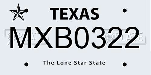 MXB0322 Texas License Plate