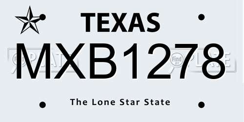 MXB1278 Texas License Plate