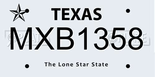 MXB1358 Texas License Plate