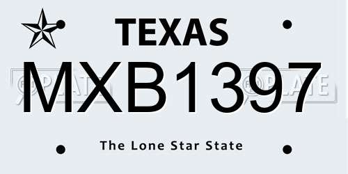 MXB1397 Texas License Plate