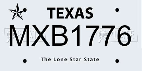 MXB1776 Texas License Plate
