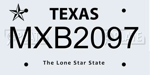 MXB2097 Texas License Plate