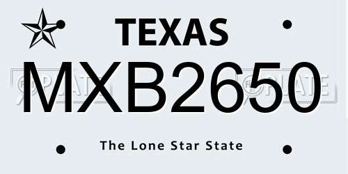 MXB2650 Texas License Plate