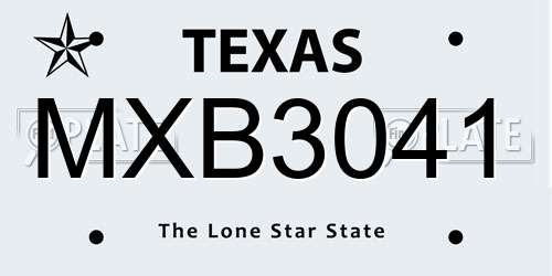 MXB3041 Texas License Plate