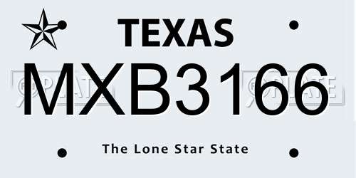 MXB3166 Texas License Plate