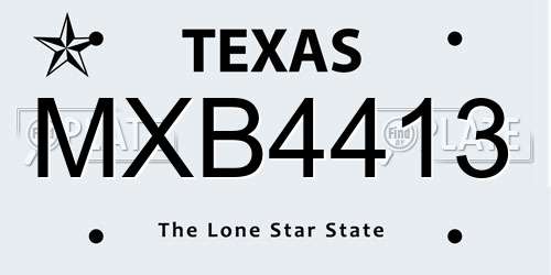 MXB4413 Texas License Plate