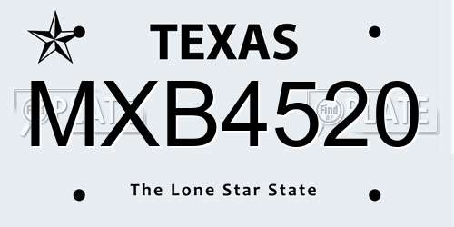 MXB4520 Texas License Plate