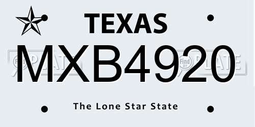MXB4920 Texas License Plate