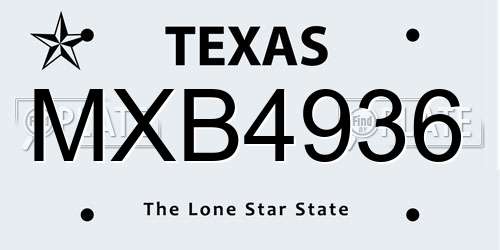 MXB4936 Texas License Plate