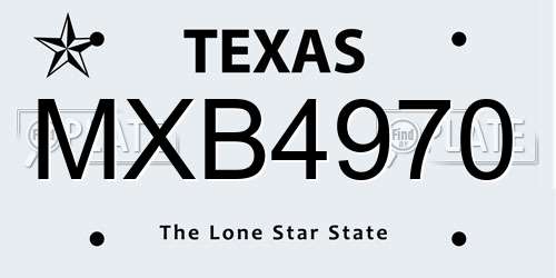 MXB4970 Texas License Plate