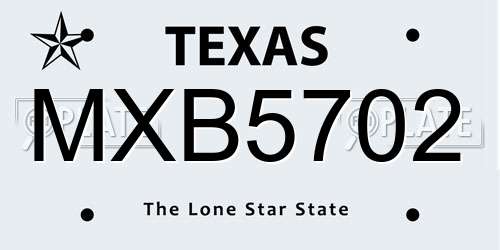 MXB5702 Texas License Plate