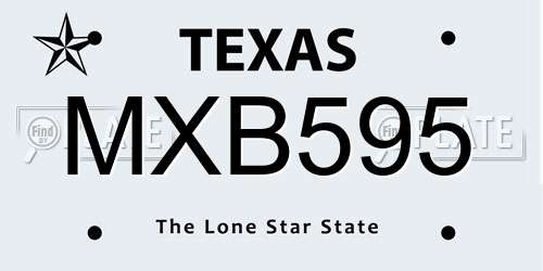 MXB595 Texas License Plate