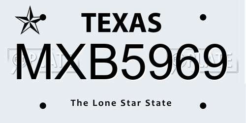MXB5969 Texas License Plate