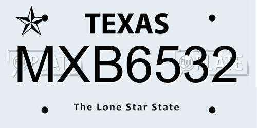 MXB6532 Texas License Plate